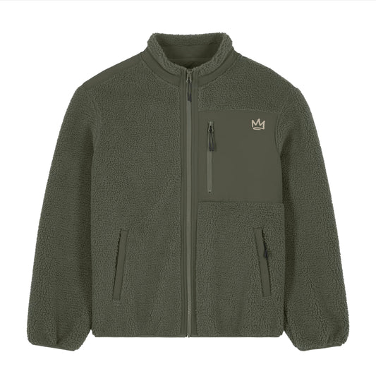 Zip through Sherpa Jacket Khaki