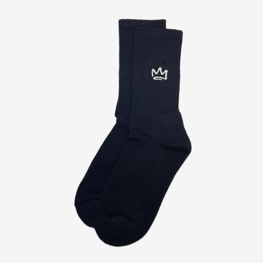 Classic Crown Embroidered Socks Black with Off White logo