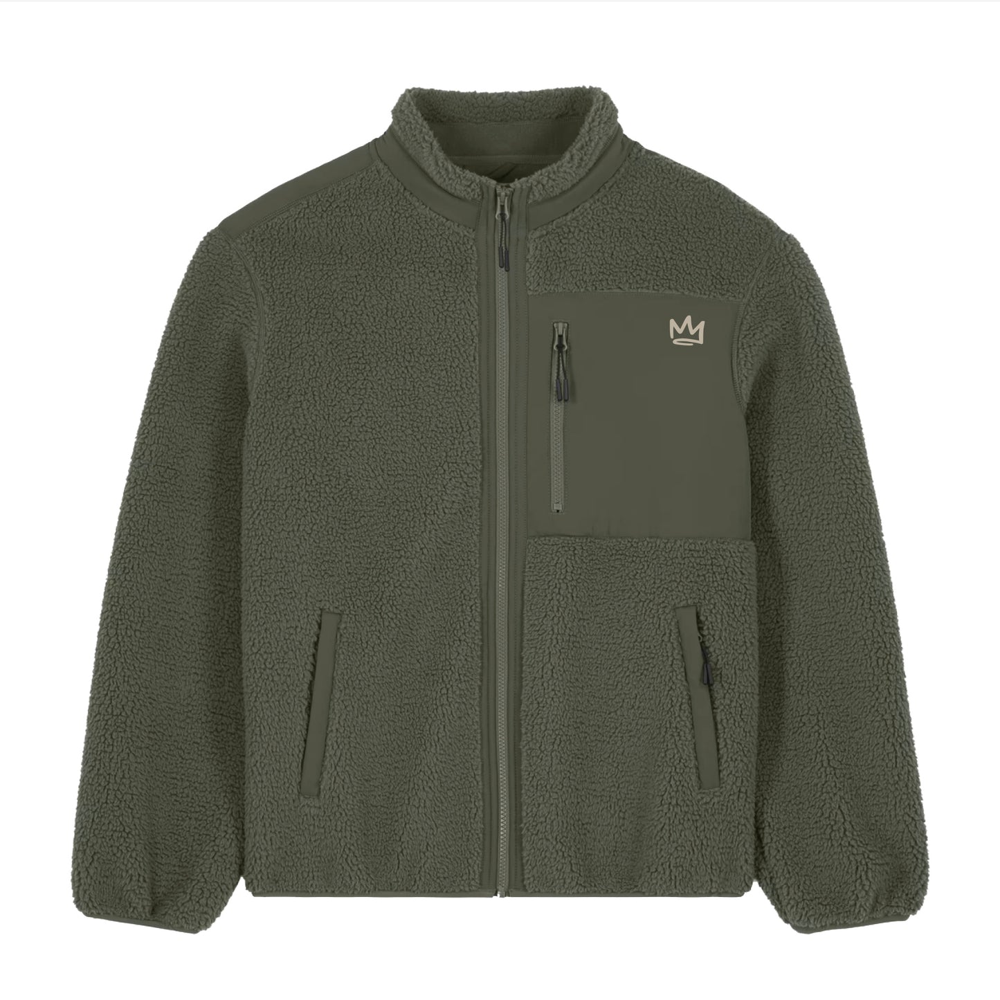 Zip through Sherpa Jacket Khaki