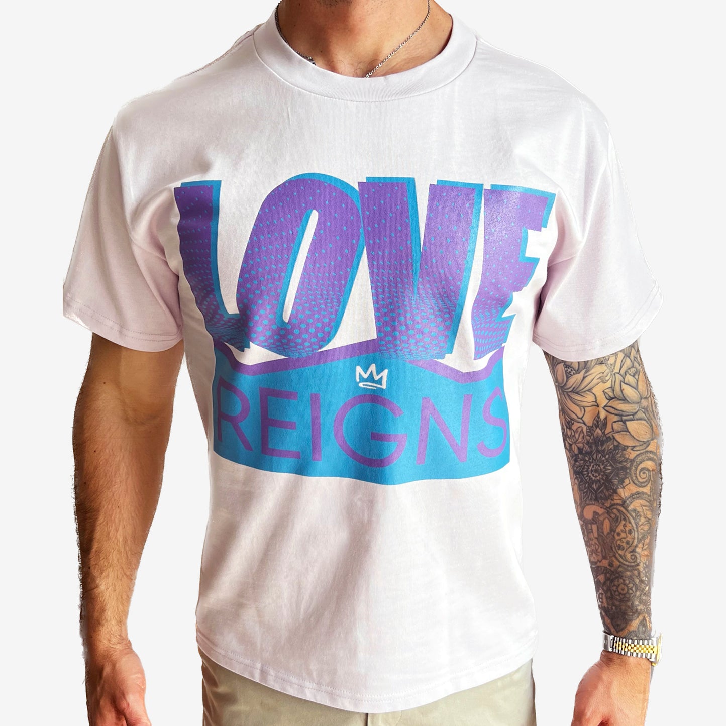 Love Reigns Oversized Boxy Printed Tee - Parma Violet
