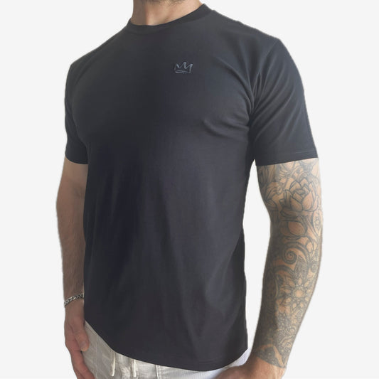 Classic Crown Tee Black - 5cm shorter length