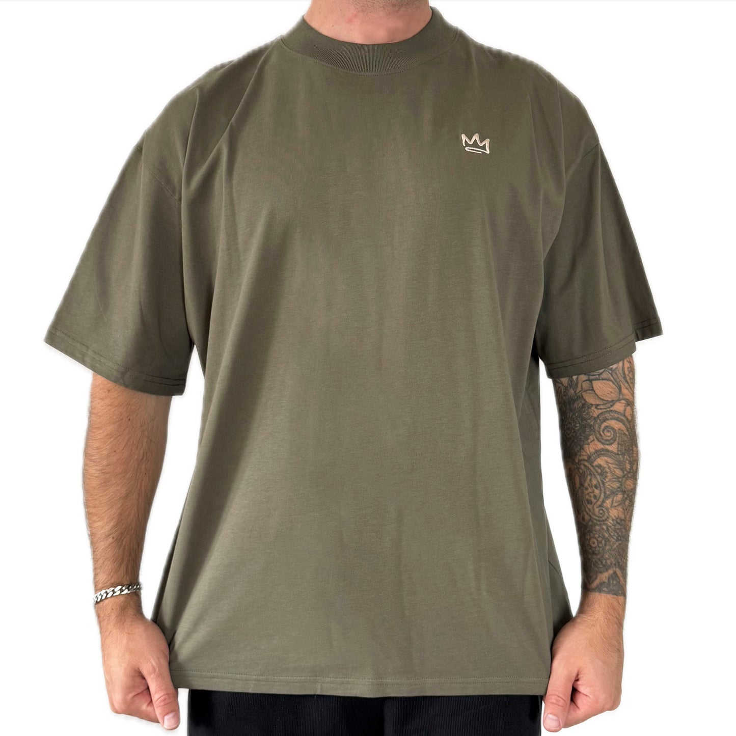 Oversized High neck Tee Forest Green